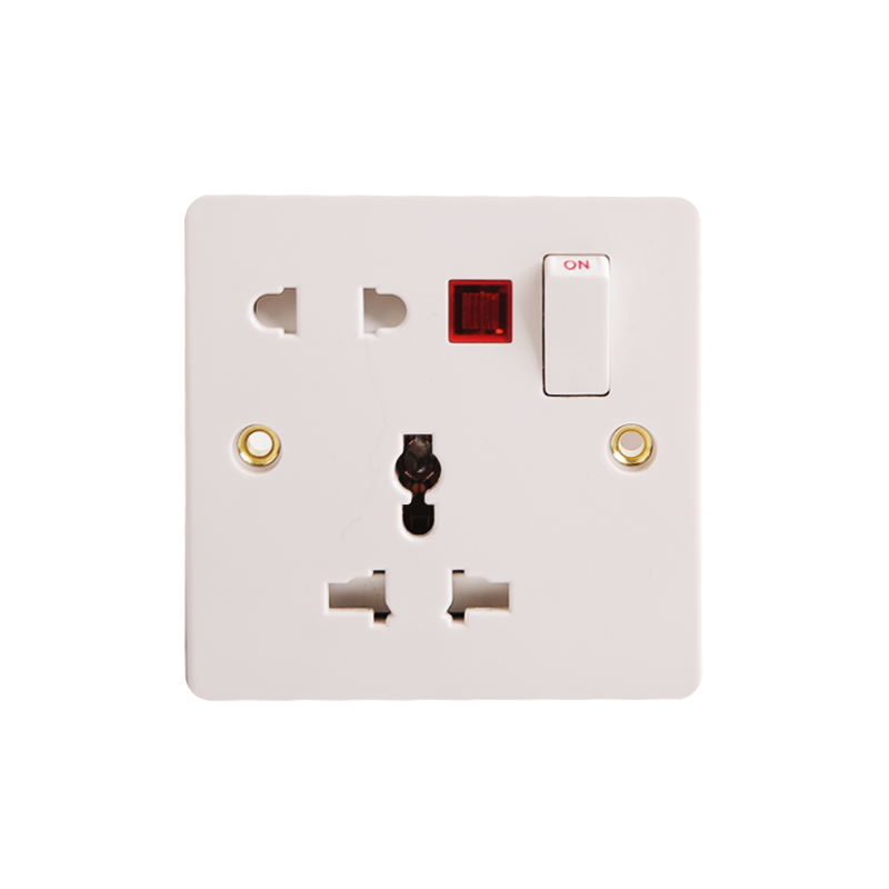 16A 1 Gang Bakelite Multi-Function Switched Socket Single Pole + 2 Pin Socket with Neon HK6416WN-UN